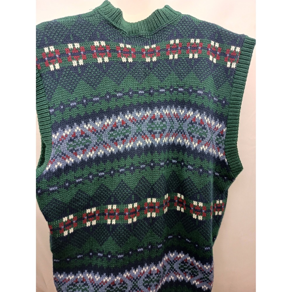 Vintage New Era L sleeveless geometric grandpacore button‎ down knit vest - Picture 8 of 8